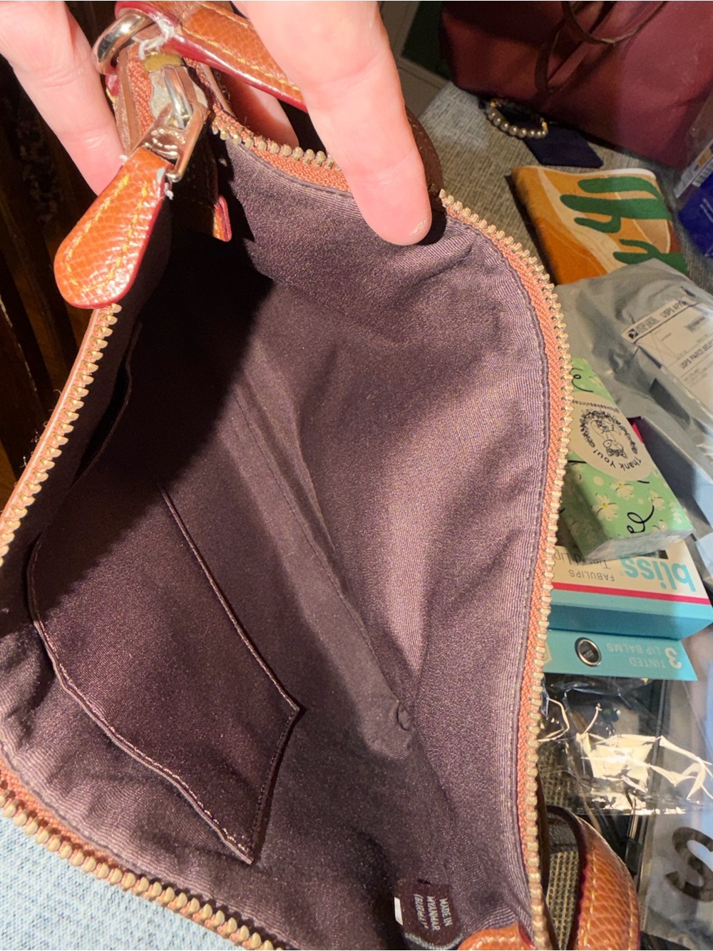 EUC Coach Tan Signature Canvas Crossbody Bag with Brown Leather Trim - Picture 13 of 15